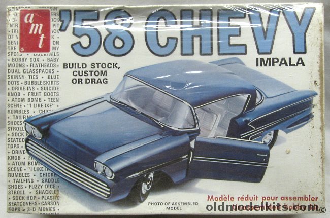 AMT 1/25 1958 Chevrolet Impala 2 Door Coupe - Stock / Custom / Drag, T273 plastic model kit